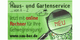 Haus- und Gartenservice-Werbung mit Lupe auf "Neu" und Link zu www.sau-ber.de.