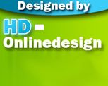 Text: "Designed by HD-Onlinedesign" auf grünem Hintergrund mit blauer Überschrift.