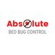 "Absolute Bed Bug Control logo with a crossed-out bed bug graphic in the center."