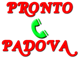 Immagine con testo rosso "PRONTO" e "PADOVA" e un telefono verde al centro.