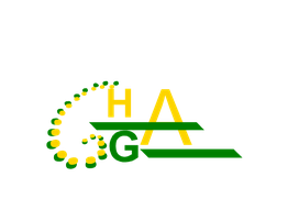 Ein grünes und gelbes Logo mit den Buchstaben H, A, G und gelben Kreisen auf grünem Hintergrund.