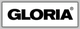 Schwarzer Text "GLORIA" in Großbuchstaben, eingerahmt in einem schmalen schwarzen Rechteck.
