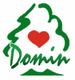 Grüner Baum mit rotem Herz und dem Schriftzug "Domin" darunter.