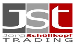 Logo von Jörg Schöllkopf Trading in Grau, Rot und Weiß mit den Buchstaben JST.