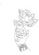 Hand met sieraden houdt een lotusbloem vast in een lijntekening.