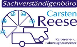 Sachverständigenbüro-Logo mit Auto-Umriss und Schriftzug "Carsten Reese".