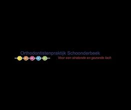 Logo van Orthodontistenpraktijk Schoonderbeek met kleurrijke blokjes en slogan.