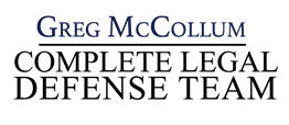 Greg McCollum Complete Legal Defense Team logo with blue text.