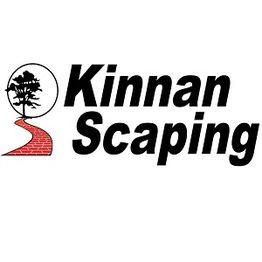 Logo with text "Kinnan Scaping," tree silhouette, and red brick path graphic.