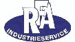 Logo mit Text "RA Industrieservice" in Blau und Weiß.
