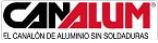 Logo de Canalum: "El canalón de aluminio sin soldaduras" en texto negro y rojo.