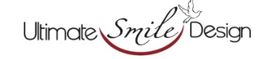 Logo with "Ultimate Smile Design" and a stylized smile and dove above the letter "e".