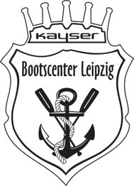 Logo des Bootscenter Leipzig mit Anker und Paddeln, darunter steht "kayser".