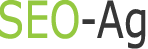 Text-Logo: "SEO-Ag" in grüner und schwarzer Schrift.