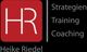 Rotes Logo mit "HR" und Text: "Strategien, Training, Coaching, Heike Riedel" auf schwarzem Hintergrund.