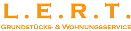 Orange Schriftzug "L.E.R.T." und "Grundstücks- & Wohnungsservice" auf weißem Hintergrund.