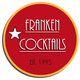 Rotes Logo mit Text "Franken Cocktails" und Stern. Darunter "Est. 1995" auf gelbem Rand.