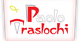 Logo "Paolo Traslochi" con testo rosso e nero su sfondo bianco sfumato.