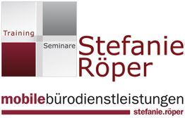 Logo von Stefanie Röper für Training, Seminare, und mobile Bürodienstleistungen in Rot und Grau.
