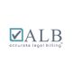 Logo with blue checkmark box, "ALB" text, and "accurate legal billing" below.