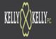 "Kelly & Kelly P.C. logo with stylized design between the names on a dark background."