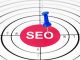 Target with "SEO" in red center and blue pushpin.