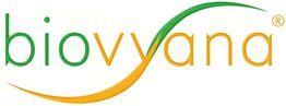 Logo mit Schriftzug "biovyana" in Grün und Orange, mit geschwungenem Design.