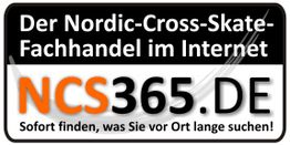 Nordic-Cross-Skate-Fachhandel-Logo mit Webseite NCS365.de und Slogan: Sofort finden, was Sie suchen.