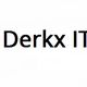 Logo van Derkx IT Services met een gestileerde rode en grijze vogel in een cirkel.