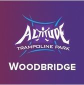 Logo for Altitude Trampoline Park Woodbridge on a purple gradient background.