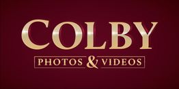 "Colby Photos & Videos" in gold on a dark red background.