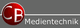 Logo mit rotem Kreis, darin weiße Buchstaben "CB", daneben Text "Medientechnik" auf grauem Hintergrund.