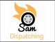Logo with a tire and flame design, text: "Sam Dispatching" in black and orange.