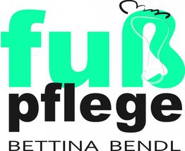 Logo mit Text "Fußpflege Bettina Bendl" in Grün und Schwarz, links ein stilisierter Fuß.