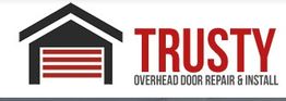 Logo of Trusty Overhead Door Repair & Install with a stylized garage graphic.