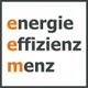 Text: "energie, effizienz, menz" mit den Buchstaben e, e, m in Orange hervorgehoben.