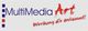 Logo mit Text "MultiMedia Art. Werbung die ankommt!" in blau und rot.