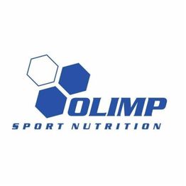 Logo von Olimp Sport Nutrition in Blau mit drei Sechsecken.
