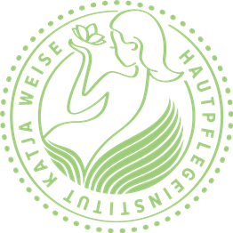 Logo mit einer Frau, die ein Blatt hält; Text: "Hautpflegeinstitut Katja Weise".