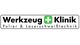 Logo: "Werkzeug Klinik" mit grünem Plus, darunter "Polier & Laserschweißtechnik".
