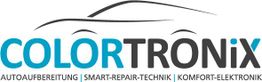 Logo von Colortronix mit Text: Autoaufbereitung, Smart-Repair-Technik, Komfort-Elektronik.