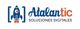 Logo de Atalantic con cohete azul y texto "Soluciones Digitales".