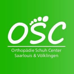 Grünes Logo mit "OSC" und "Orthopädie Schuh Center Saarlouis & Völklingen" in weißer Schrift.