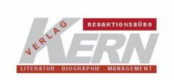 Logo: Verlag KERN Redaktionsbüro, Literatur, Biographie, Management in grau und rot.