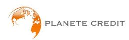 Logo de Planete Credit avec un globe orange à gauche.