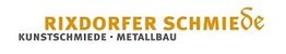 Logo mit Text: Rixdorfer Schmiede, Kunstschmiede, Metallbau.