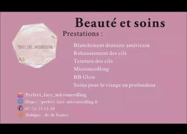 Carte de visite rose de soins de beauté avec services et contacts de l'entreprise.