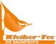 Logo von Kleiber-Tec mit Vogelmotiv und Text: "Die Baumprofis" in Orangetönen.