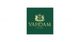 Vahdam Teas logo with gold crest and green background.