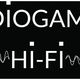 Logo Audiogamma Hi-Fi con onde sonore stilizzate su sfondo nero.